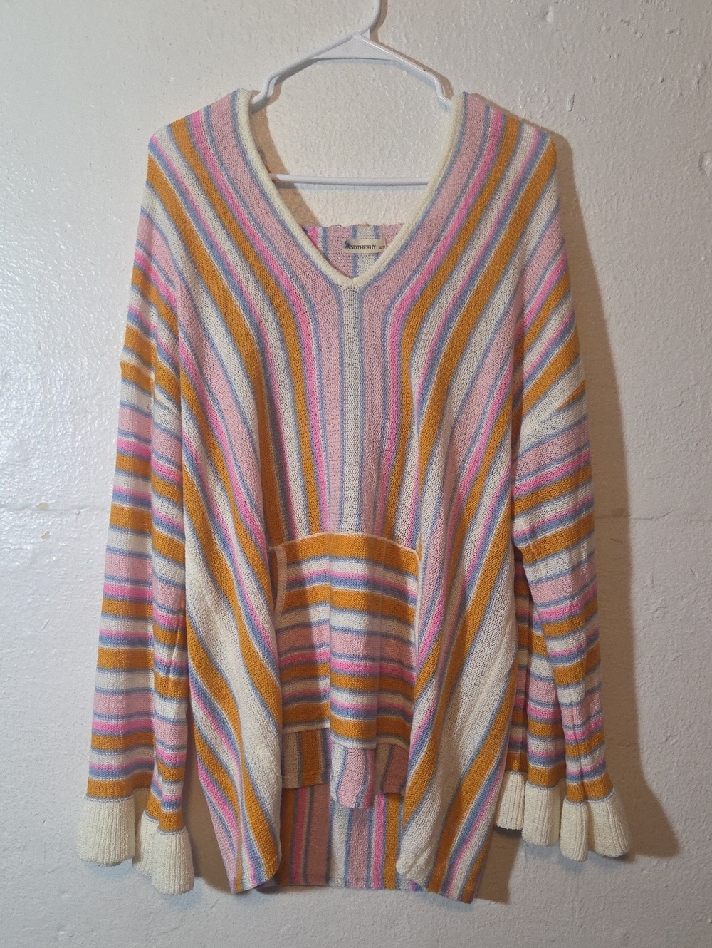 And The Why Womens 2X / 3x Hooded Sweater Striped Colorful Pink Orange